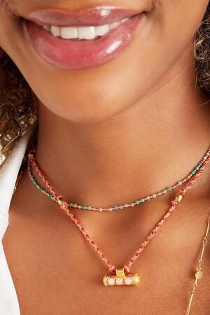 Necklace orange/red rope Gold Stainless Steel h5 Picture3